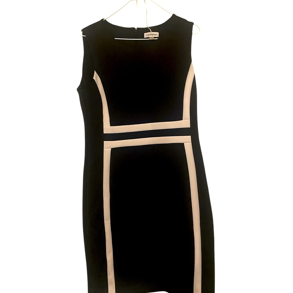 Calvin Klein Black and Cream Midi Dress